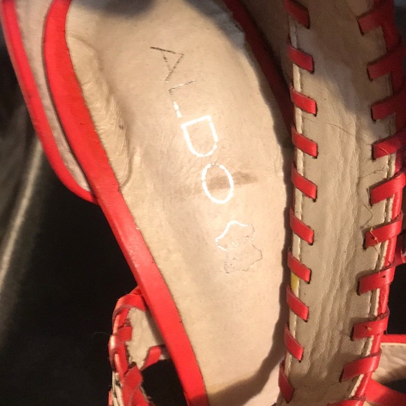 Aldo colorful high heel peep toe wedge sandals. - Picture 3 of 3